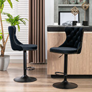Black velvet swivel barstools with comfortable tufted back, set of 2 by La Spezia additional picture 11