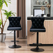 Black velvet swivel barstools with comfortable tufted back, set of 2 by La Spezia additional picture 9