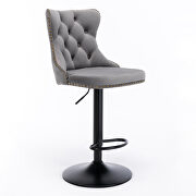 Gray velvet swivel barstools with comfortable tufted back, set of 2 by La Spezia additional picture 2