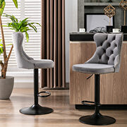 Gray velvet swivel barstools with comfortable tufted back, set of 2 by La Spezia additional picture 7