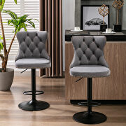 Gray velvet swivel barstools with comfortable tufted back, set of 2 by La Spezia additional picture 9