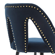 Blue velvet upholstered bar stool with nailheads and gold tipped black metal legs, set of 2 by La Spezia additional picture 5