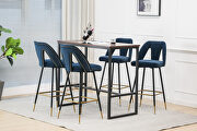Blue velvet upholstered bar stool with nailheads and gold tipped black metal legs, set of 2 by La Spezia additional picture 6