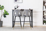 Gray velvet upholstered bar stool with nailheads and gold tipped black metal legs, set of 2 by La Spezia additional picture 12