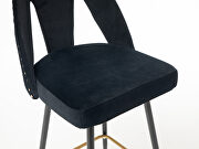 Black velvet upholstered bar stool with nailheads and gold tipped black metal legs, set of 2 by La Spezia additional picture 11