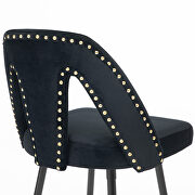 Black velvet upholstered bar stool with nailheads and gold tipped black metal legs, set of 2 by La Spezia additional picture 9