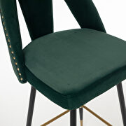 Green velvet upholstered bar stool with nailheads and gold tipped black metal legs, set of 2 by La Spezia additional picture 12