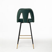 Green velvet upholstered bar stool with nailheads and gold tipped black metal legs, set of 2 by La Spezia additional picture 5