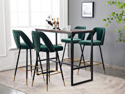 Green velvet upholstered bar stool with nailheads and gold tipped black metal legs, set of 2 by La Spezia additional picture 8
