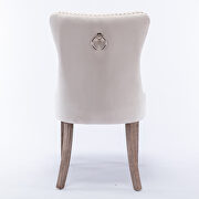 Beige velvet upholstery nailhead trim dining chair with wood legs by La Spezia additional picture 7