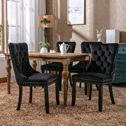 Black velvet upholstery dining chair with wood legs by La Spezia additional picture 11
