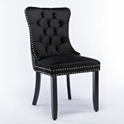 Black velvet upholstery dining chair with wood legs by La Spezia additional picture 4