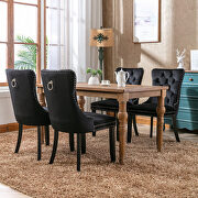 Black velvet upholstery dining chair with wood legs by La Spezia additional picture 5