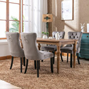 Gray velvet upholstery dining chair with wood legs by La Spezia additional picture 2