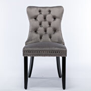 Gray velvet upholstery dining chair with wood legs by La Spezia additional picture 11