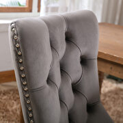 Gray velvet upholstery dining chair with wood legs by La Spezia additional picture 12