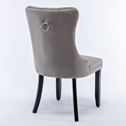 Gray velvet upholstery dining chair with wood legs by La Spezia additional picture 3