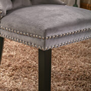 Gray velvet upholstery dining chair with wood legs by La Spezia additional picture 5