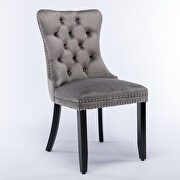 Gray velvet upholstery dining chair with wood legs by La Spezia additional picture 7