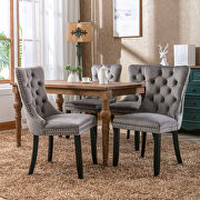 Gray velvet upholstery dining chair with wood legs by La Spezia additional picture 9