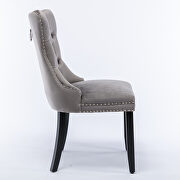 Gray velvet upholstery dining chair with wood legs by La Spezia additional picture 10