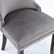 Gray velvet wingback dining chair with back stitching nailhead trim, set of 2 by La Spezia additional picture 5