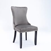 Gray velvet wingback dining chair with back stitching nailhead trim, set of 2 by La Spezia additional picture 7