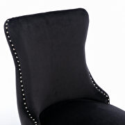 Black velvet wingback dining chair with back stitching nailhead trim, set of 2 by La Spezia additional picture 15