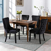 Black velvet wingback dining chair with back stitching nailhead trim, set of 2 by La Spezia additional picture 3