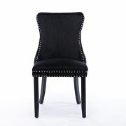 Black velvet wingback dining chair with back stitching nailhead trim, set of 2 by La Spezia additional picture 5