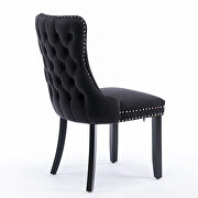 Black velvet wingback dining chair with back stitching nailhead trim, set of 2 by La Spezia additional picture 6