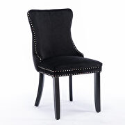 Black velvet wingback dining chair with back stitching nailhead trim, set of 2 by La Spezia additional picture 7