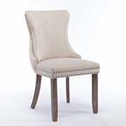 Beige velvet wingback dining chair with back stitching nailhead trim, set of 2 by La Spezia additional picture 14