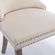 Beige velvet wingback dining chair with back stitching nailhead trim, set of 2 by La Spezia additional picture 15