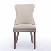 Beige velvet wingback dining chair with back stitching nailhead trim, set of 2 by La Spezia additional picture 4