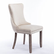 Beige velvet wingback dining chair with back stitching nailhead trim, set of 2 by La Spezia additional picture 5