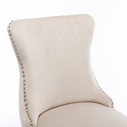 Beige velvet wingback dining chair with back stitching nailhead trim, set of 2 by La Spezia additional picture 8