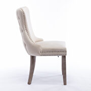 Beige velvet wingback dining chair with back stitching nailhead trim, set of 2 by La Spezia additional picture 10