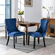 Blue velvet wingback dining chair with back stitching nailhead trim, set of 2 by La Spezia additional picture 6