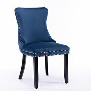 Blue velvet wingback dining chair with back stitching nailhead trim, set of 2 by La Spezia additional picture 8