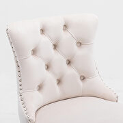 Beige velvet upholstered barstools with button tufted decoration and chrome nailhead by La Spezia additional picture 6