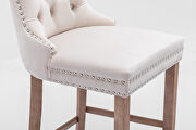Beige velvet upholstered barstools with button tufted decoration and chrome nailhead by La Spezia additional picture 7