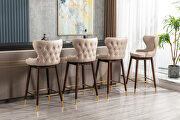 Beige fabric nailhead trim gold decoration bar stools, set of 2 by La Spezia additional picture 2