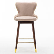 Beige fabric nailhead trim gold decoration bar stools, set of 2 by La Spezia additional picture 4