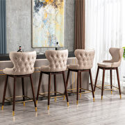 Beige fabric nailhead trim gold decoration bar stools, set of 2 by La Spezia additional picture 7