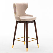 Beige fabric nailhead trim gold decoration bar stools, set of 2 by La Spezia additional picture 8