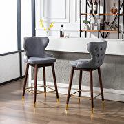 Stone blue fabric nailhead trim gold decoration bar stools, set of 2 by La Spezia additional picture 11