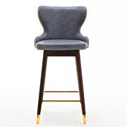 Stone blue fabric nailhead trim gold decoration bar stools, set of 2 by La Spezia additional picture 3