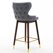 Stone blue fabric nailhead trim gold decoration bar stools, set of 2 by La Spezia additional picture 4