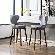 Stone blue fabric nailhead trim gold decoration bar stools, set of 2 by La Spezia additional picture 10